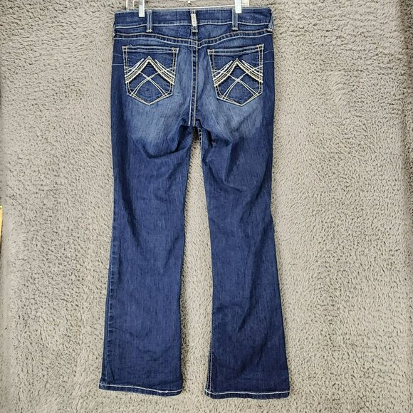 Ariat Jeans Womens 32 Tall Dark Wash Stretch Mid Rise Shaping Bootcut - Picture 1 of 15